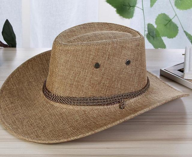 New Linen Men Western Cowboy Hat