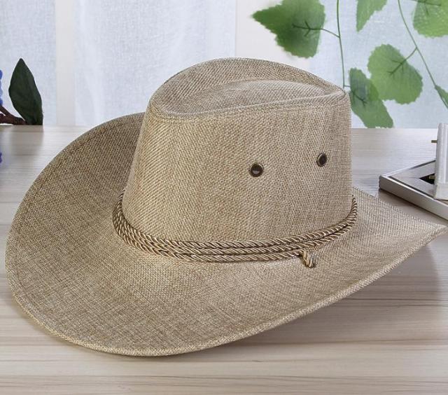 New Linen Men Western Cowboy Hat