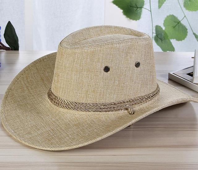 New Linen Men Western Cowboy Hat