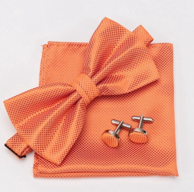 Bowtie Cravat Bow Ties Cufflinks Handkerchief Set