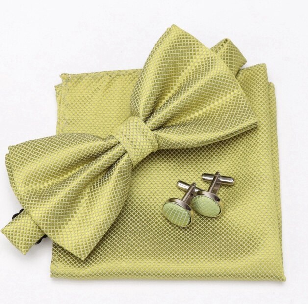 Bowtie Cravat Bow Ties Cufflinks Handkerchief Set