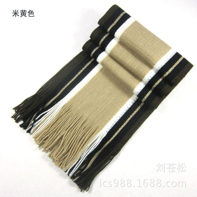 Winter Warm Soft Fringe Striped Tassel Scarf