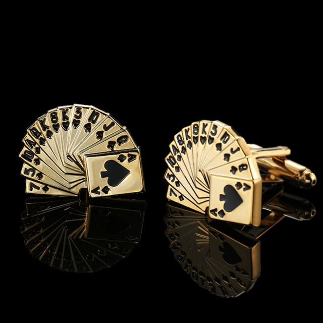 Retro Pattern Poker Bird Knot Fish Bullet Cufflinks