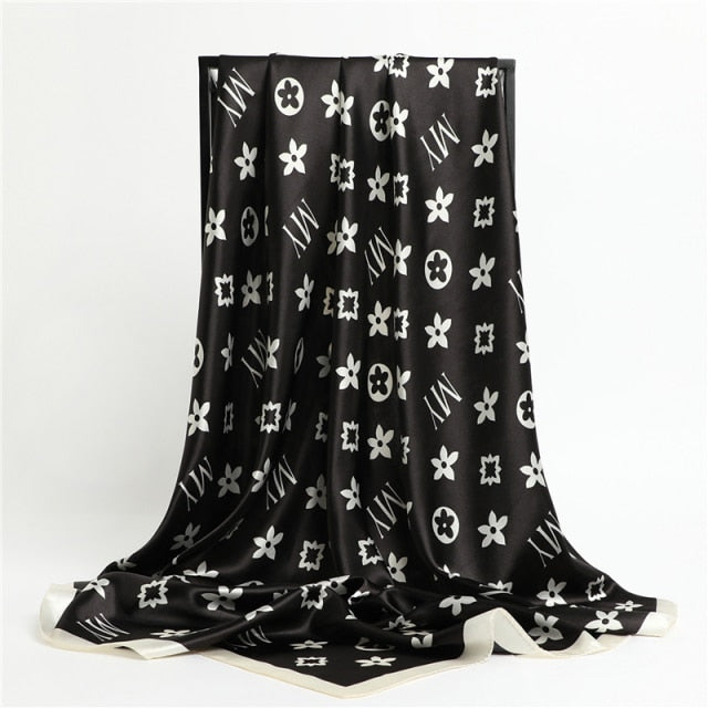 Luxury Satin Silk Square Scarf