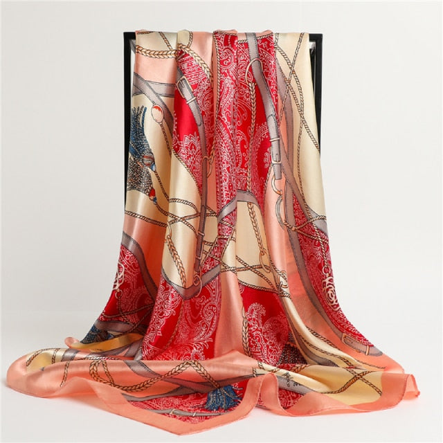 Luxury Satin Silk Square Scarf