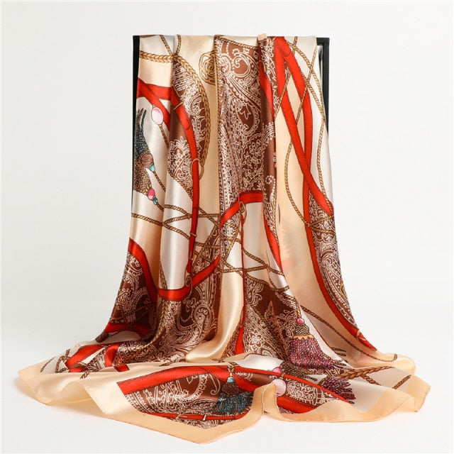 Luxury Satin Silk Square Scarf