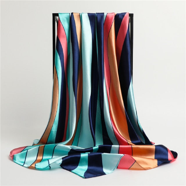 Luxury Satin Silk Square Scarf