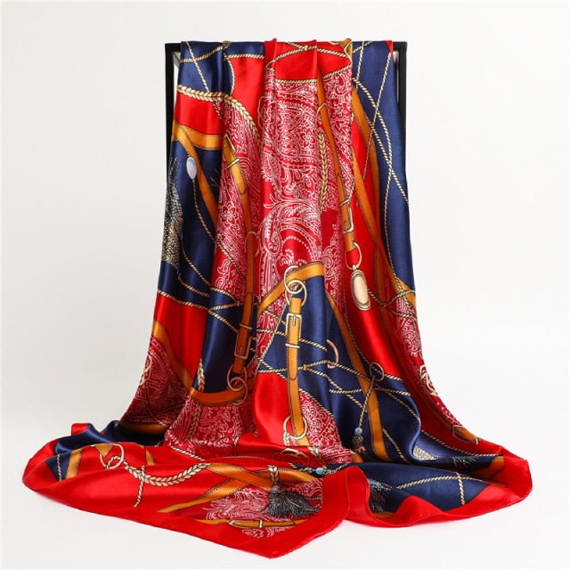 Luxury Satin Silk Square Scarf