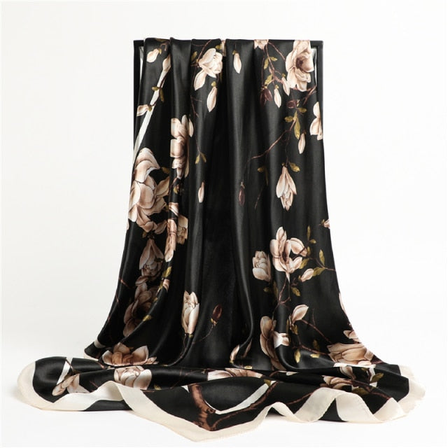 Luxury Satin Silk Square Scarf