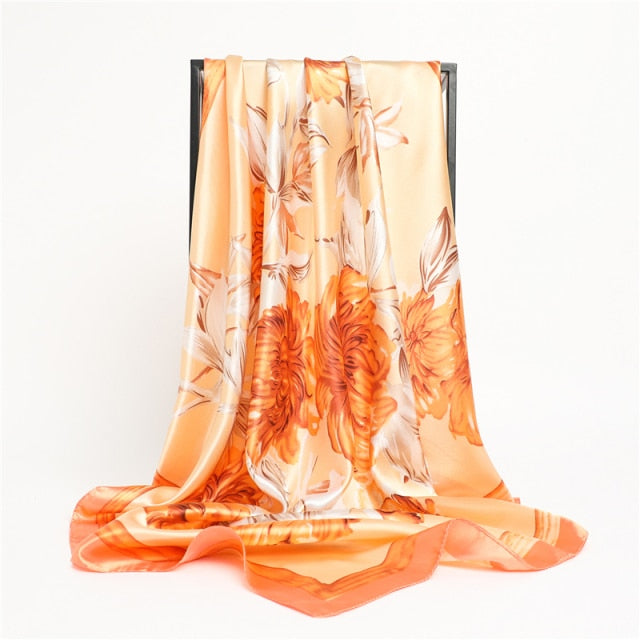 Luxury Satin Silk Square Scarf