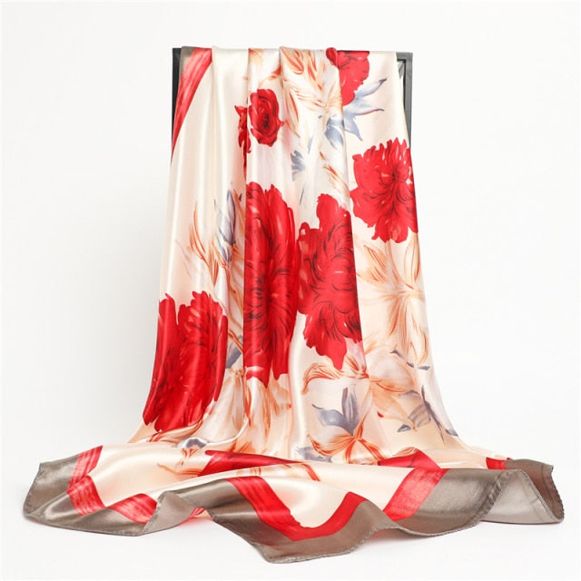 Luxury Satin Silk Square Scarf