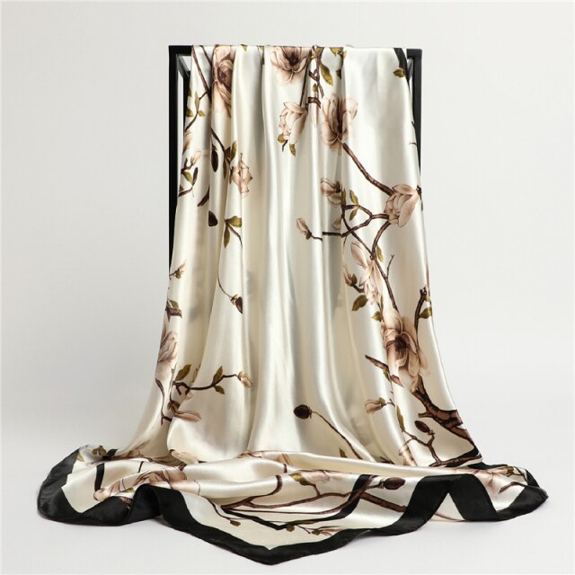 Luxury Satin Silk Square Scarf