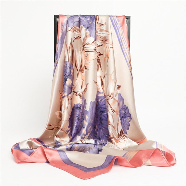 Luxury Satin Silk Square Scarf