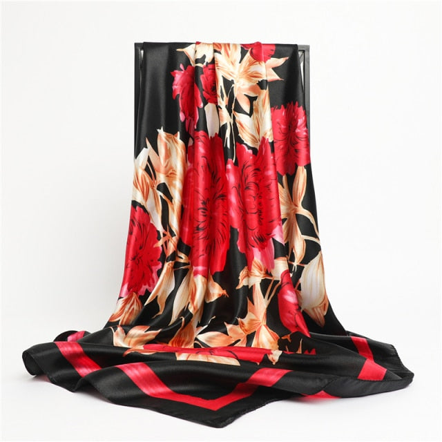 Luxury Satin Silk Square Scarf