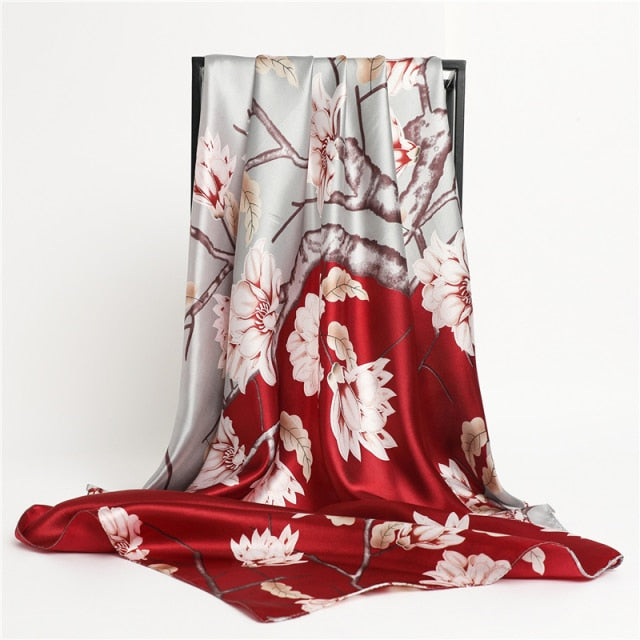 Luxury Satin Silk Square Scarf