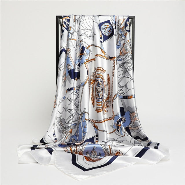 Luxury Satin Silk Square Scarf