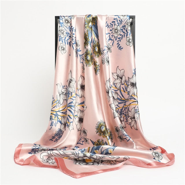 Luxury Satin Silk Square Scarf