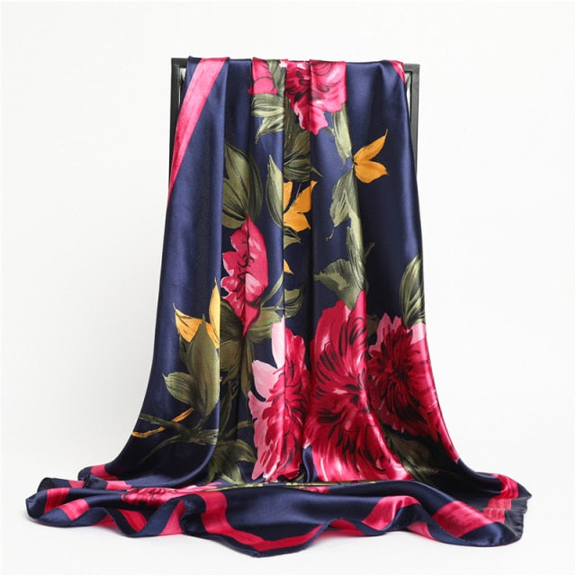 Luxury Satin Silk Square Scarf