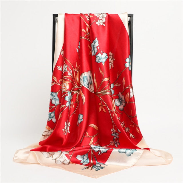 Luxury Satin Silk Square Scarf