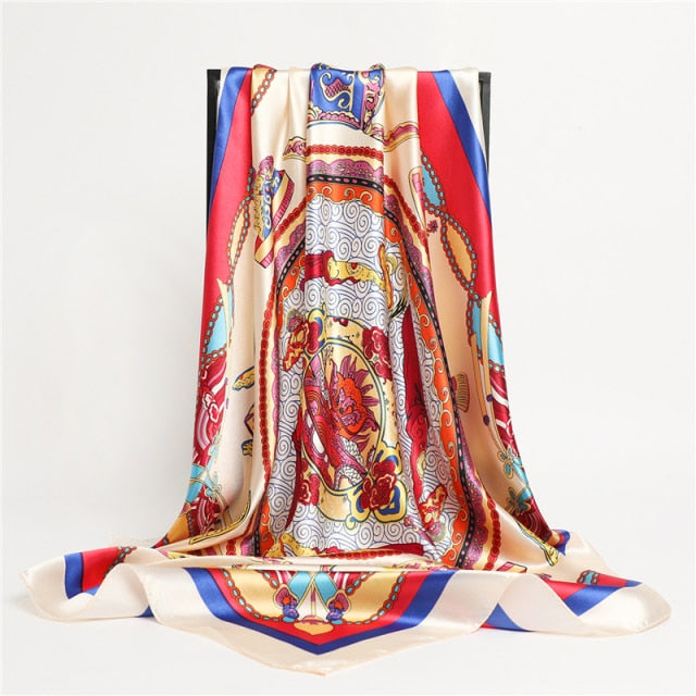 Luxury Satin Silk Square Scarf