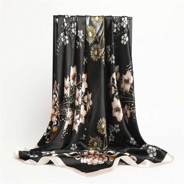 Luxury Satin Silk Square Scarf