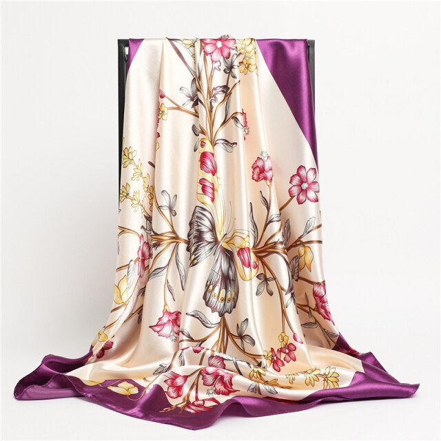 Luxury Satin Silk Square Scarf