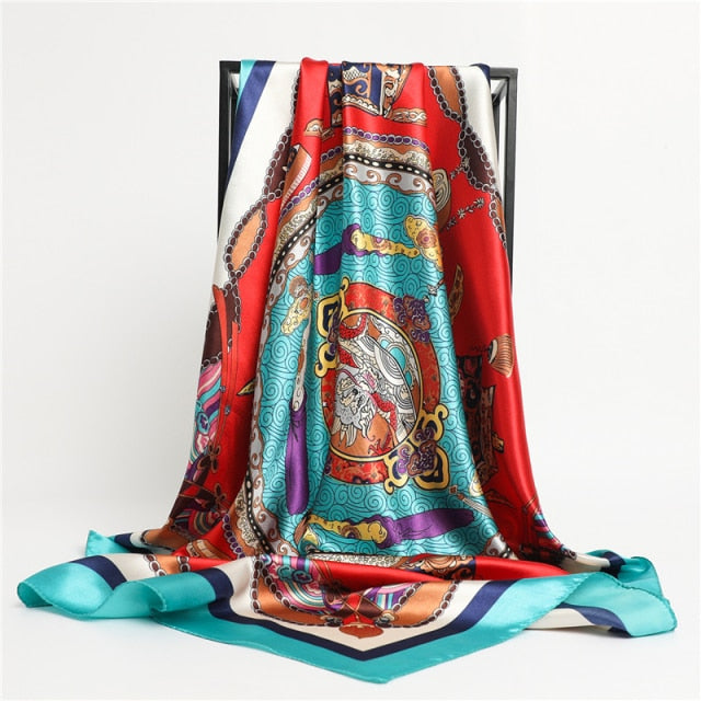 Luxury Satin Silk Square Scarf