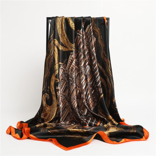 Luxury Satin Silk Square Scarf