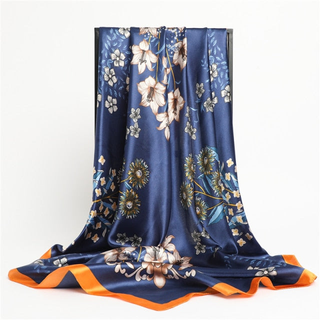 Luxury Satin Silk Square Scarf