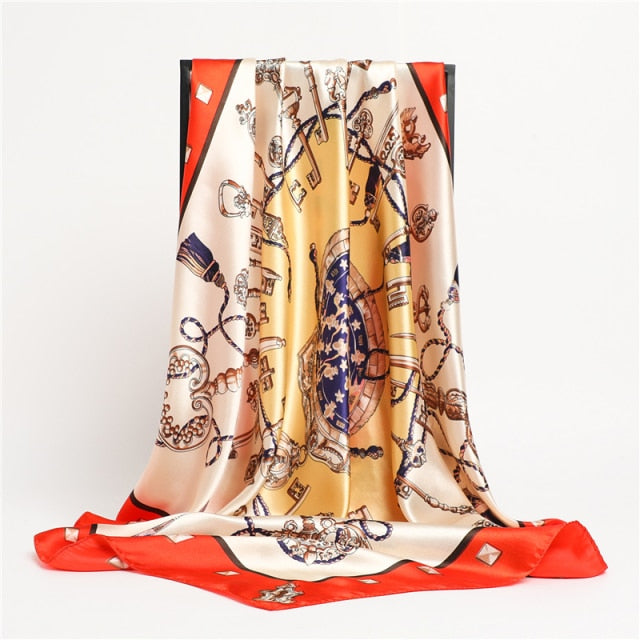 Luxury Satin Silk Square Scarf