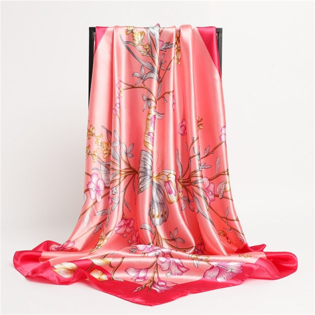 Luxury Satin Silk Square Scarf