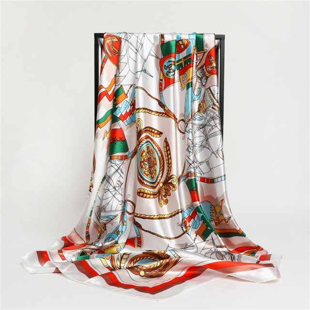 Luxury Satin Silk Square Scarf