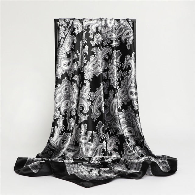 Luxury Satin Silk Square Scarf