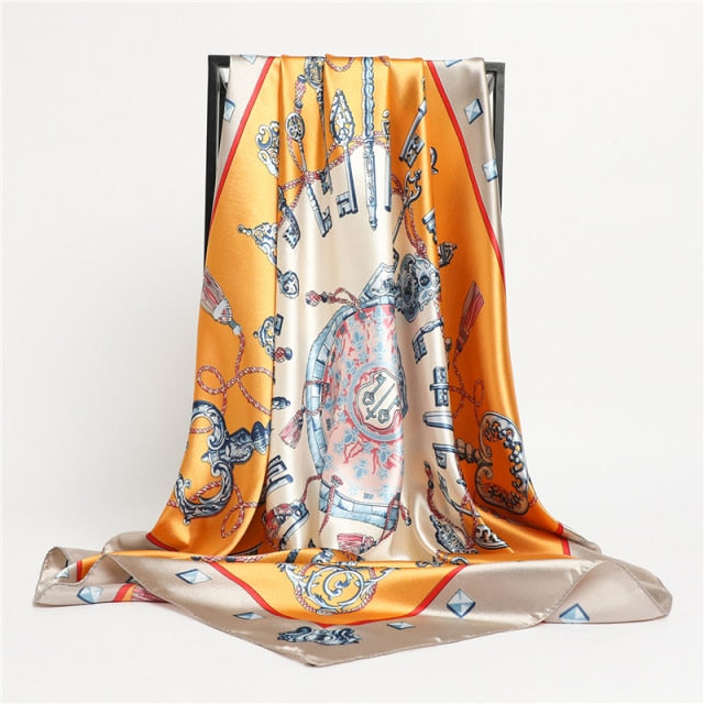 Luxury Satin Silk Square Scarf