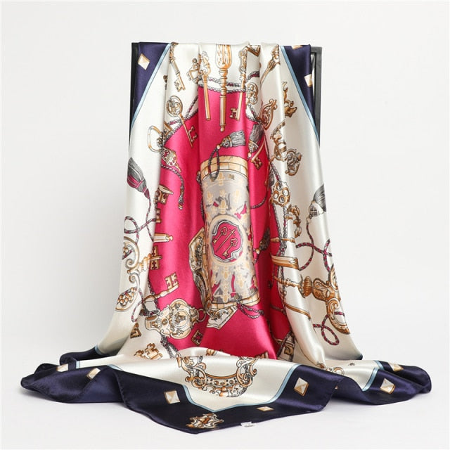 Luxury Satin Silk Square Scarf