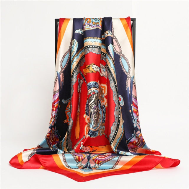 Luxury Satin Silk Square Scarf