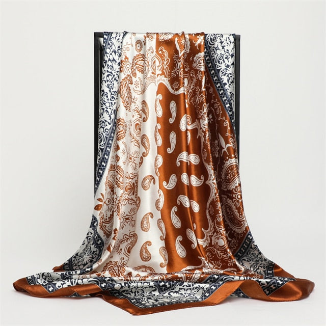 Luxury Satin Silk Square Scarf