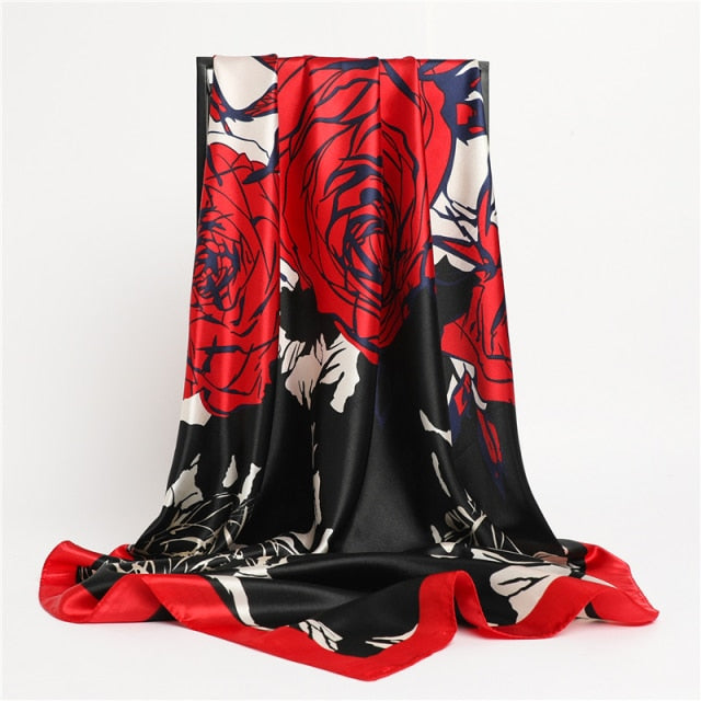 Luxury Satin Silk Square Scarf