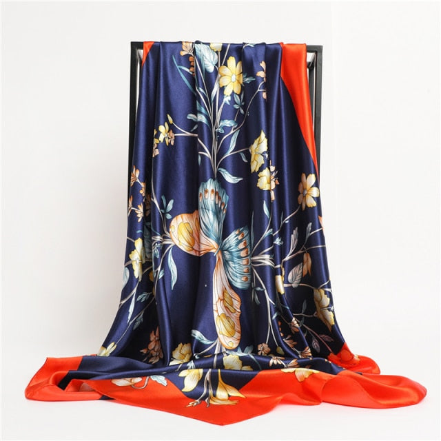 Luxury Satin Silk Square Scarf