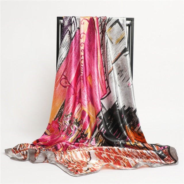 Luxury Satin Silk Square Scarf