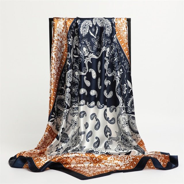 Luxury Satin Silk Square Scarf