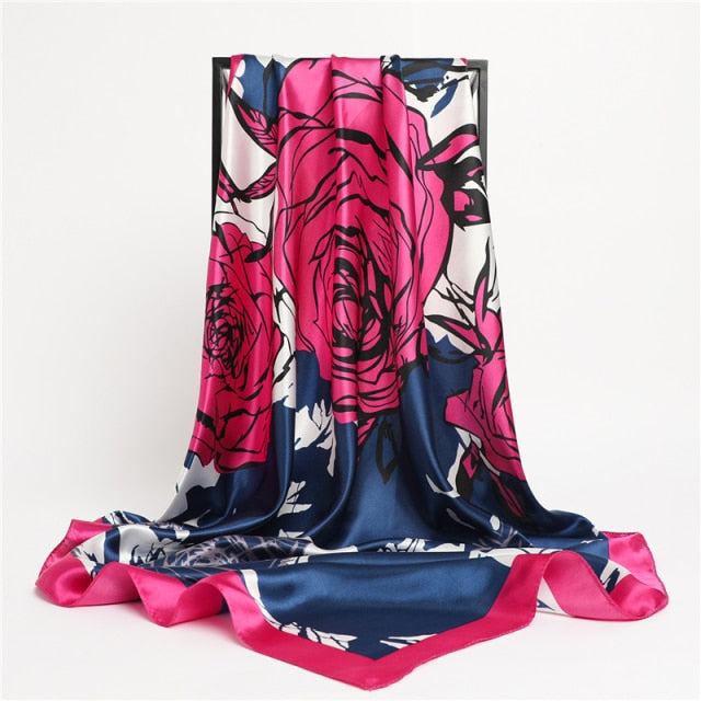 Luxury Satin Silk Square Scarf