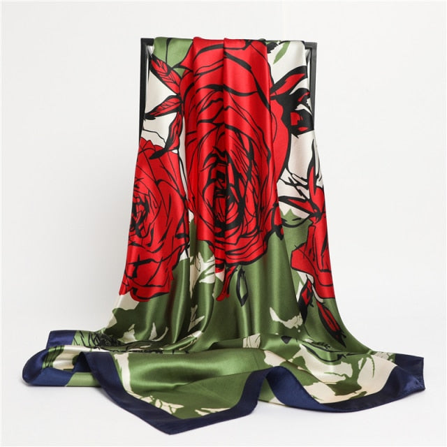 Luxury Satin Silk Square Scarf