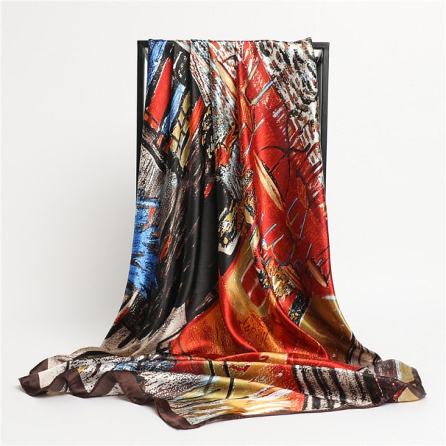 Luxury Satin Silk Square Scarf