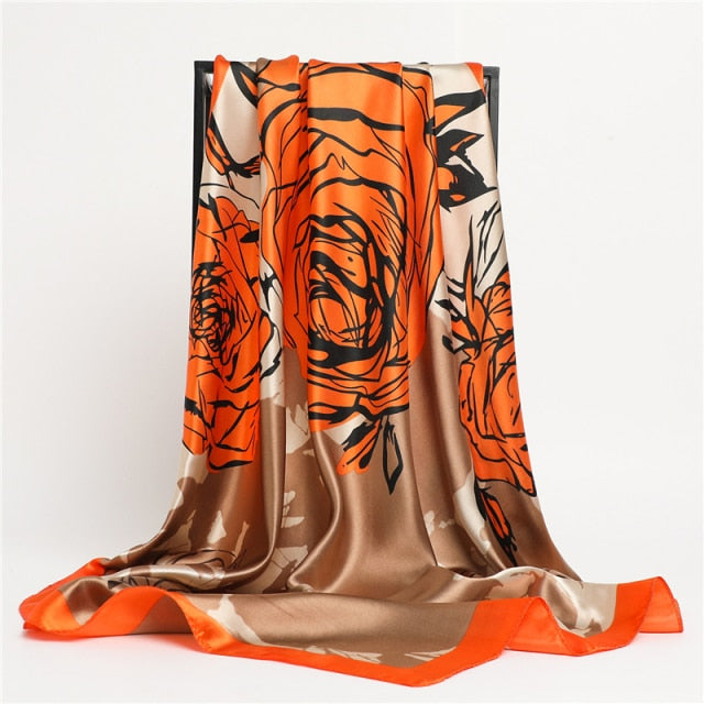 Luxury Satin Silk Square Scarf